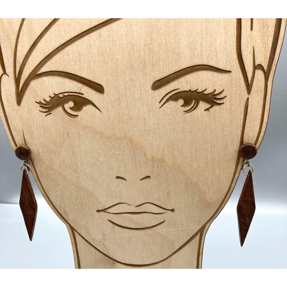 Vintage Boho Chic Dangle Earrings Basic Wood Harl… - image 1